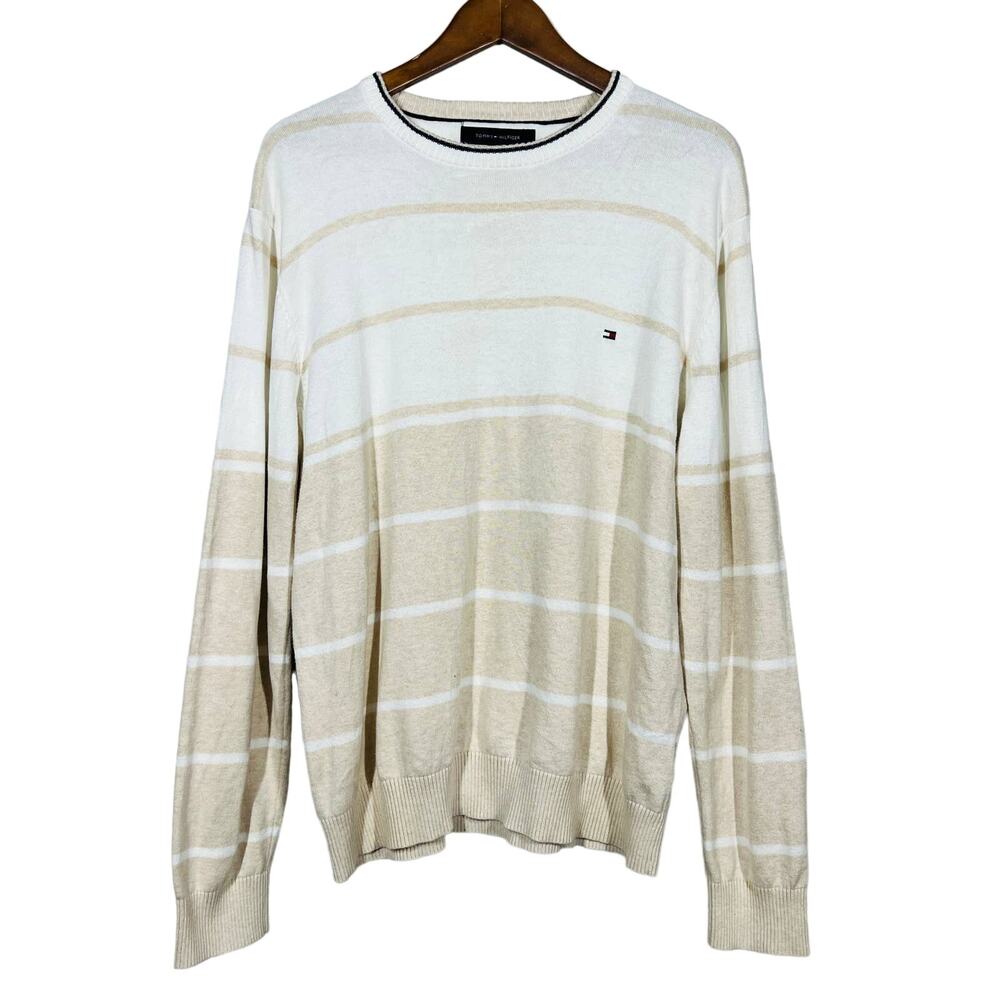 Vintage 90s Tommy Hilfiger Crewneck Light Sweater Stripe Preppy Classic Soft - L